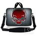 Laptop Skin Shop 17-17.3 inch Neoprene Laptop Sleeve Bag Carrying Case with Handle and Adjustable Shoulder Strap - Silver Red Skull