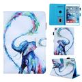 AMZER Flip Case for iPad 10.2 Design Pattern Horizontal Cover with Card ID Slots for iPad 10.2 7th Generation 2019 - Oil Painting Elephant