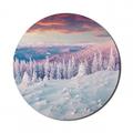 Winter Mouse Pad for Computers European Snowy Mountains Pine Forest with Sky Colors Overcast Windy Fresh Image Round Non-Slip Thick Rubber Modern Gaming Mousepad 8 Round White Pink by Ambesonne