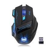 ZELOTES F14 Optical Computer Wireless 2.4G 2400 DPI 7 Buttons Wireless Gaming Colorful Breathing Lights for Pro Gamer