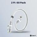 GearIT 50-Pack Cat6 Patch Cable 2 Feet Cat 6 Ethernet Cable Snagless Flexible Soft Tab - Preimum Series - White