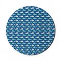 Whale Mouse Pad for Computers Bicolor Whales in the Sea in Cartoon Drawing Style Underwater Wildlife Round Non-Slip Thick Rubber Modern Gaming Mousepad 8 Round Navy Blue Aqua Beige by Ambesonne