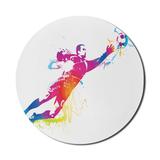 Soccer Mouse Pad for Computers Goalkeeper Catches the Ball Goal Star Training International Game Spray Design Round Non-Slip Thick Rubber Modern Gaming Mousepad 8 Round Multicolor by Ambesonne