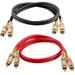 Seismic Audio 2 Pack of 2 Foot 2-RCA Male to 2-RCA Male Audio Patch Cables - Various Colors - SAPRCA2-2Pack