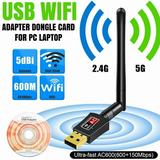 WiFi Adapter 600Mbps USB Wireless Adapter Dual Band 2.4GHz/5GHz Channel WiFi Network Adapter with USB 2.0 and 5dBi Antenna Support Windows XP/Vista/7/8/8.1/10 Mac OS 10.4-10.12 Linux