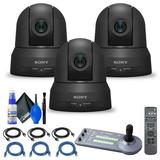 3 x Sony SRG-X120 1080p PTZ Camera with HDMI IP & 3G-SDI Output (Black) (SRG-X120) + Sony RM-IP10 IP Remote Controller + 3 x Cat5e Ethernet Cable + Cleaning Set + 3 x HDMI Cable - Bundle