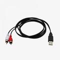 1.5m/5FT USB Male A to 2 RCA Male Adapter Audio Converter Cable Video AV A/V Cable USB to RCA Cable Cord For HDTV TV