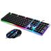 Updated Wired Computer Desktop Gaming Keyboard & Mouse Set Mechanical Feel Multiple Color Rainbow Led Light Backlit Black