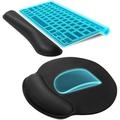 RUNACC Wrist Rest Pad and Mouse Pad Set Ergonomic Design Comfort Memory Foam Keyboard Kits - Black