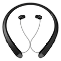 Wireless Headphones Neckband Retractable Earbuds Noise Cancelling Stereo Headset Sport Earphones with Mic BLACK