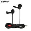 Comica CVM-D02 Dual-head Lavalier Lapel Microphone Clip-on Omnidirectional Condenser Mic Cable Length 2.5m/8.2ft Compatible with Canon Nikon Sony A7 A6300 Camera Compatible with 6 6plus Smartphone f