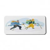 Winter Computer Mouse Pad Scandinavian Inspired Happy Couple Walking on Snow with Ski Elements Rectangle Non-Slip Rubber Mousepad X-Large 35 x 15 Pale Blue and Multicolor by Ambesonne