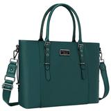 Mosiso Laptop Tote Bag (Up to 15.6 Inch) Water Resistant PU Leather Large Capacity Business Work Office Shoulder Briefcase Handbag Compatible MacBook & Notebook Deep Teal
