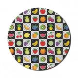 Black and White Mouse Pad for Computers Kitchen Fruits and Vegetables Nature with Dots Chess Squares Art Design Round Non-Slip Thick Rubber Modern Mousepad 8 Round Multicolor by Ambesonne