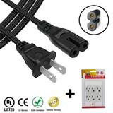 AC Power Cord Cable Plug Replaces for Denon AVR-2311 AVR 2311CI AVR-2307CI Receiver PLUS 6 Outlet Wall Tap - 1 ft