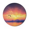 Sports Mouse Pad for Computers Paragliding Silhouette over Sea at Sunset with Reflection of Sun Epic Ocean Scenery Round Non-Slip Thick Rubber Modern Gaming Mousepad 8 Round Orange by Ambesonne