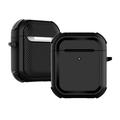 Armor Heavy Duty Case Compatible for AirPods 1 / AirPods 2 GMYLE Hard Shell 3D Defender Luxury Protective Shockproof Earbuds Wireless Charging Case Cover Skin (Black)