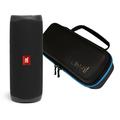 JBL Flip 5 Black Bluetooth Speaker w/divvi! Hardshell Case Bundle