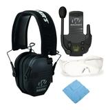 Walker s Razor Slim Electronic Muff (Black) with Walkie Talkie Shooting Glasses and Cleaning Cloth