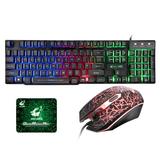 T9 Rainbow Backlight USB Ergonomic Gaming English Keyboard And Mouse Set