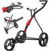 Golf Push Cart | Aircraft-Grade 1step Folding Golf Cart Lightweight (Red)