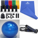 FIMISU Portable Home Gym Set - Includes - 11pc Resistance Band Set 65cm Stability Ball & 24 X 68 Exercise Mat