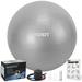 XPRT Fitness Exercise and Workout Ball Yoga Ball Chair Great for Fitness Balance and Stability Extra-Thick with Quick Pump Silver 55 cm