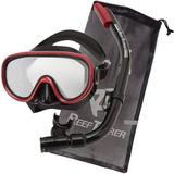 Reef Tourer Adult Single-Window Mask & Snorkel Combo Set Black/Metallic Dark Red