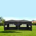 10x20 ft Outdoor Party Tent Beach Canopy Folding Backyard Tent for Parties with 6 Sidewalls 4 Windows Heavy Duty Wedding Camping Tent with Carrying Bag Anti-UV Screened Canopy Tents Black Q10043