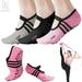 GustaveDesign 3 Pairs Non Slip Yoga Socks for Women Anti-Skid Full Toe Socks with Grips & Straps for Ballet Pilates Barre Dance Workout Fitness Indoor (Multicolor)