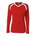 A4 Ace Long Sleeve Volleyball Jersey For Women in Scarlet/White | NW3020