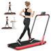 Superfit Up To 7.5MPH 2.25HP 2 in 1 Folding Under Desk Treadmill W/ Speaker Remote Control APP Single Display Screen Red