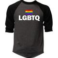 Men s Rainbow Flag LGBTQ TV100 Charcoal/Black Raglan Baseball T-Shirt Medium Charcoal/Black