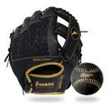 Franklin Sports Meshtek Tee ball Fielding Glove with Ball - Right Hand Throw - 9.5 In. Black and Gold