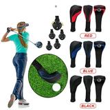 Golf Club Head Covers Wood Driver Fairway Set Headcovers Men Interchangeable Number Tag Fit All Wood Clubs Red