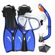 Spectrum Kids Snorkeling Gear Set w/ Dive Mask Snorkel Flippers by Promate Blue SM