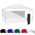 White 10x15 Instant Canopy Tent with 1 Full Wall and 3 Half Walls - Commercial Grade Aluminum Frame with Water-Resistant Canopy Top and Sidewalls - Bonus Canopy Bag and Stake Kit Included (5 Colors)