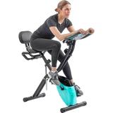 Folding Exercise Bike Fitness Upright and Recumbent X-Bike with 10-Level Adjustable Resistance Arm Bands and Backrest Blue Upright Dimensions: 25 L x 19.7 W x 47.6 H