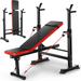 VIBESPARK Adjustable Weight Bench 600lbs 4-in-1 Foldable Workout Bench Set with Barbell Rack Resistance Bands Multi-Function Strength Training Bench Press Exercise Equipment for Home Gym