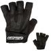 Contraband Black Label 5150 Mens Pro Leather Fingerless Weight Lifting Gloves - Durable Light - Medium Padded Split Leather Gym Gloves - Perfect Classic Lifting Gloves (Pair) (Black X-Large)