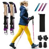High Stream Gear Women s Foldable Hiking Poles 2 Sticks for Trekking and Walking (Purple 100-120cm))