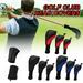 Black Golf Head Covers Driver Fairway Woods Headcovers Long Neck Knit Head Covers for Golf Club Fits All Fairway and Driver Clubs 3pcs