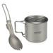 Lixada Cookware Set 300ml/350ml/550ml/650ml Ultralight Titanium Cup with Folding Dinner Spork Tableware for Camping Hiking Backpacking