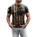 wendunide hawaiian shirt for men Mens Summer Fashion Casual 3D Digital Print T Shirt Short Sleeve Shirt Top Men T Shirts Black M