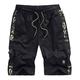 Kolongvangie Cargo Shorts Elastic Waist Drawstring Cotton Casual Outdoor Lightweight Shorts with Multi Pockets, Camo Black Hook&loop, 34