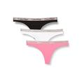 Calvin Klein Women's 3PK Thong Panties, Black/White/Pink Smoothie, XL