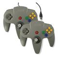 2 pack Classic Retro N64 Bit USB Wired Controller for PC - Gray+Gray