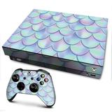 Skins Decal Vinyl Wrap for Xbox One X Console - decal stickers skins cover -mermaid scales blue pink