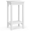 Costway 2-Tier Nightstand End Side Wooden Legs Table for Bedroom-White