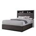 Transitional Wooden Queen Size Platform Bed with Bookcase Headboard, Gray